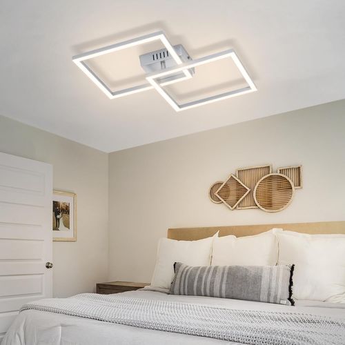 Plafonnier LED Pour Chambre à Coucher - Lampe De Chambre Argentée 24 W, Blanc Neutre 4000 K