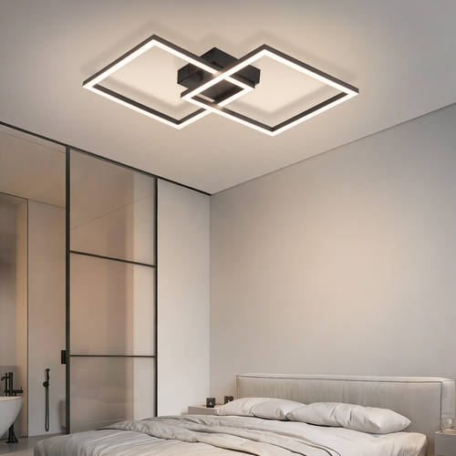 Plafonnier LED Pour Chambre à Coucher - Lampe De Salon Noire 24 W, Blanche Neutre 4000 K