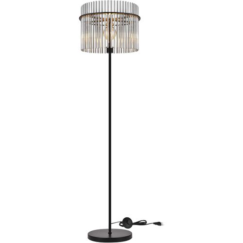 Lampadaire Noir Avec Abat-jour En Verre Lampe Sur Pied E27 Avec Interrupteur, Moderne (Sans ampoule)