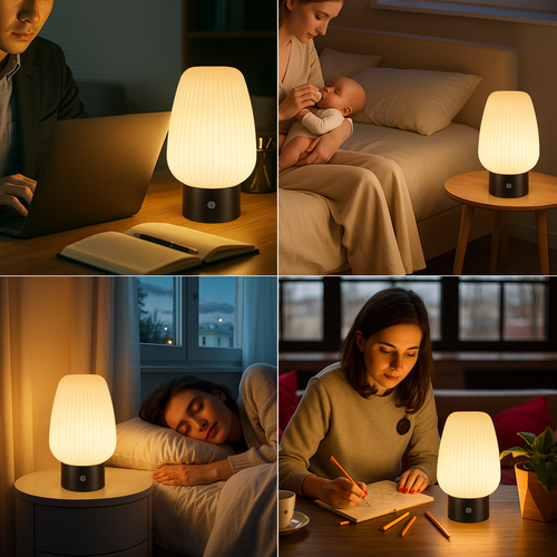 Lampe De Table LED Sans Fil Rechargeable Lampe Tactile USB, Verre Blanc, Dimmable 3000k–6500k, Ip44