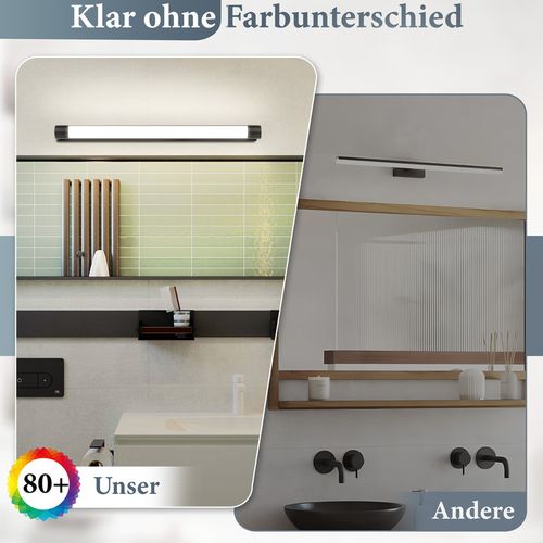 Applique LED Pour Miroir 50 cm 10 w, Noire, Salle De Bain, Lumière Neutre 4000 k, Ip44, Moderne