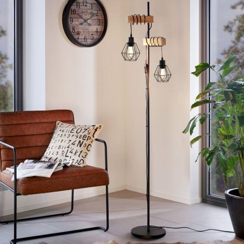 Lampadaire 2 Lumières TOWNSHEND5 Noir & marron