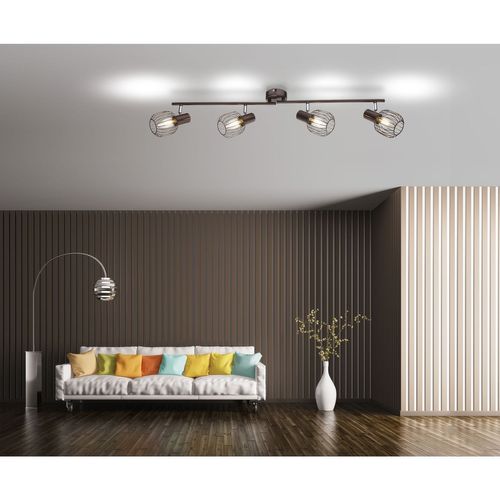 Plafonnier Spot Design Industriel Akin - 4 Ampoules - Marron Bronze
