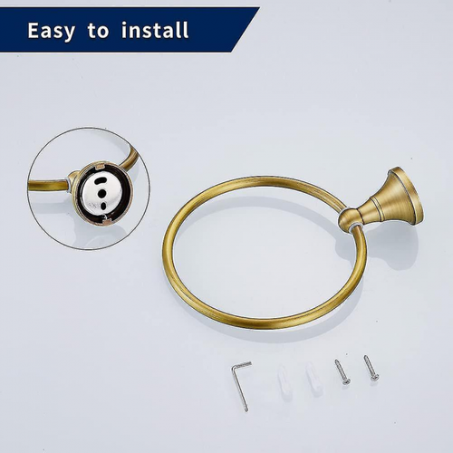 Antique Gold Brass Serviette Holder Salle De Bain Wall Mounted Round Serviettes Rings Porte-serviett
