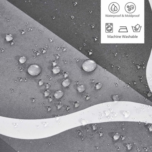 Noir Rideau De Douche 180x200cm Polyester Imperméable Tissu Lavable En Machine Rideau Salle De Bain