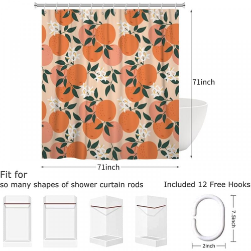 Rideau De Douche Pêche 180x180 Cm - Orange