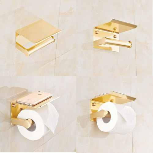 Porte-Papier Toilette, Auto-Adhésif - Doré
