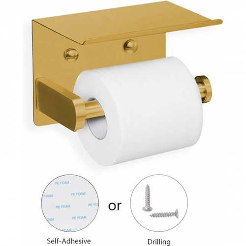 Porte-Papier Toilette, Auto-Adhésif - Doré