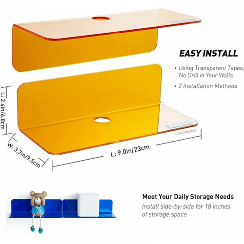 Lot De 2, Agrandissez Facilement Votre Espace Mural - Petit Support Mural Adhésif En Acrylique