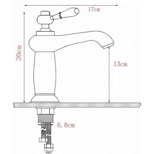 Robinet De Lavabo En Laiton Et Porcelaine Bleu Et Blanc Vintage