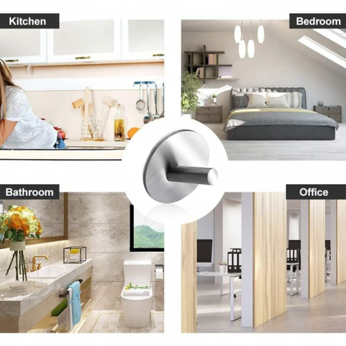 4 Pièces Argent Collant Crochet En Acier Inoxydable Salle De Bain Tenture Murale, Maison Et Bureau