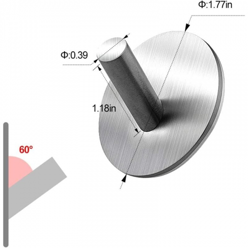 4 Pièces Argent Collant Crochet En Acier Inoxydable Salle De Bain Tenture Murale, Maison Et Bureau