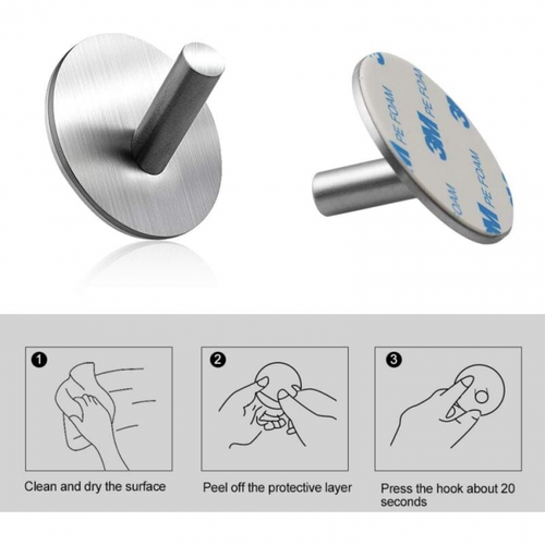 4 Pièces Argent Collant Crochet En Acier Inoxydable Salle De Bain Tenture Murale, Maison Et Bureau