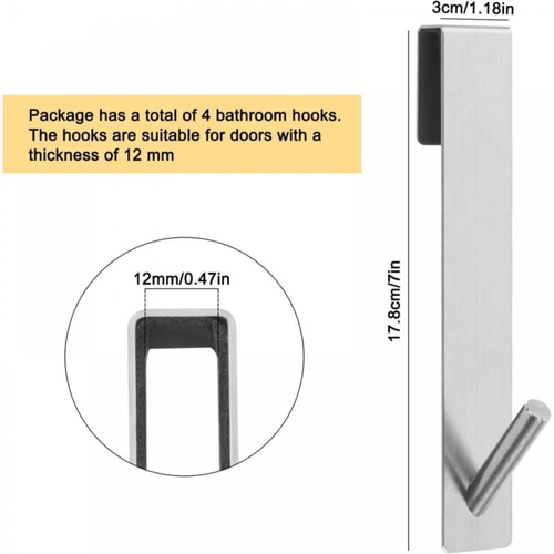 Crochets De Porte De Douche, 4 Pièces Accroche Serviette Salle De Bain, Porte Serviette Salle