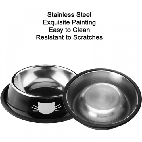 Gamelle Pour Chat 2 Pièces Chat Bol, Gamelle Chat En Acier Inoxydable Ensemble, Mangeoirs Et Abreu