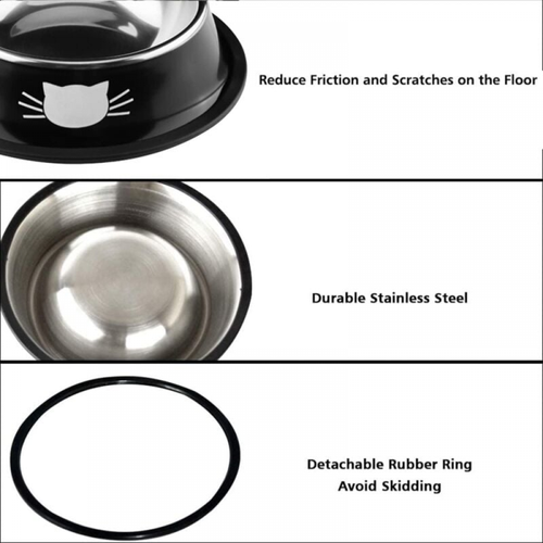 Gamelle Pour Chat 2 Pièces Chat Bol, Gamelle Chat En Acier Inoxydable Ensemble, Mangeoirs Et Abreu