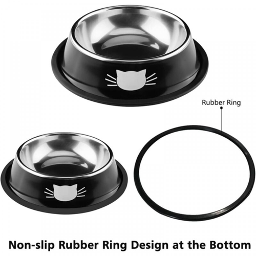 Gamelle Pour Chat 2 Pièces Chat Bol, Gamelle Chat En Acier Inoxydable Ensemble, Mangeoirs Et Abreu