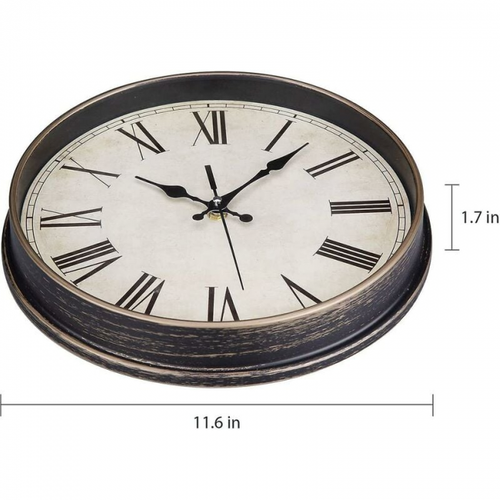 Horloge Murale à Quartz Silencieuse Moderne 30 Cm à Piles Avec Chiffres Romains, Pendules Murales