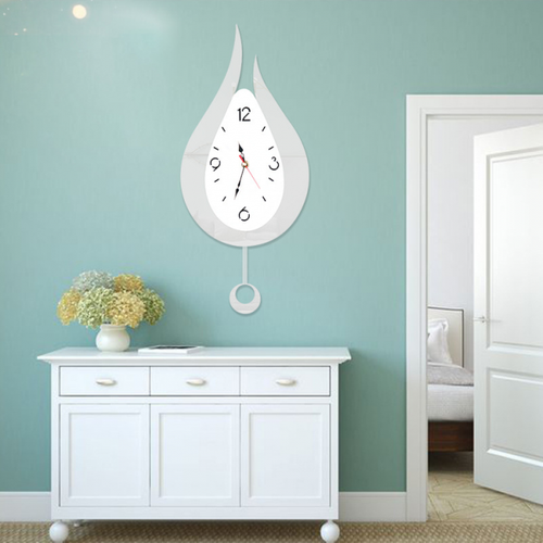 Argent Pendules Murales Silencieuses Gouttelettes D'eau Swing Horloge Murale Design Moderne Style