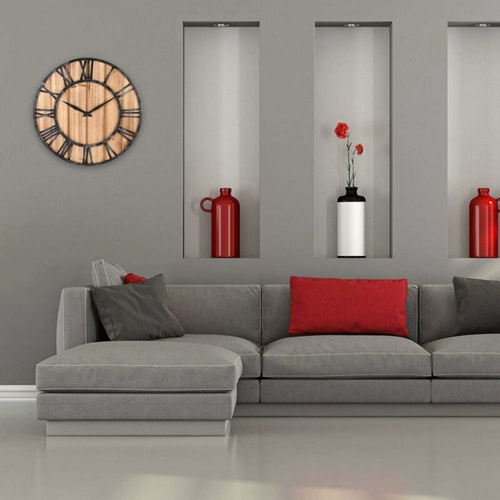 40 Cm De Diamètre Horloge En Fer Forgé En Bois Horloge Murale Ronde Horloge à Quartz Décorative