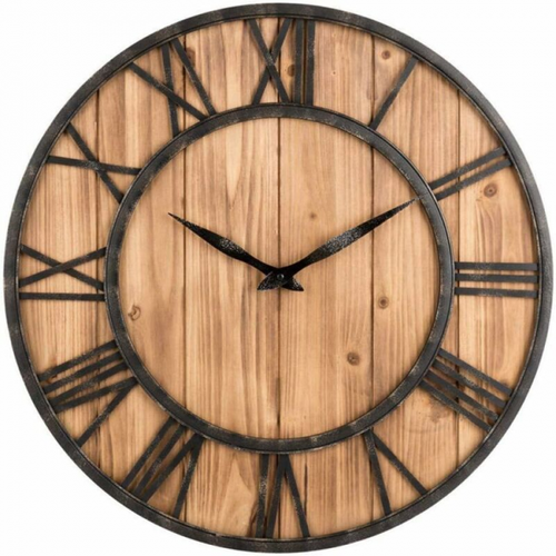 40 Cm De Diamètre Horloge En Fer Forgé En Bois Horloge Murale Ronde Horloge à Quartz Décorative