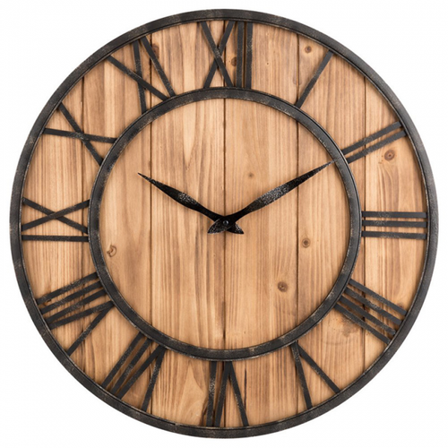 40 Cm De Diamètre Horloge En Fer Forgé En Bois Horloge Murale Ronde Horloge à Quartz Décorative