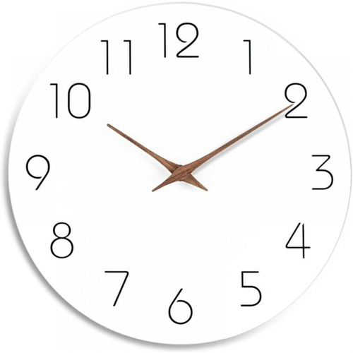 Horloge Murale Silencieuse En Bois De 25,4 Cm Sans Tic-tac, Fonctionne à Piles, Blanc, Moderne