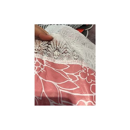 (rosé,152cm) Nappe Toile Cirée Pvc Ronde,avec Motif Floral Et Dentelle,nappe Ronde Anti Tache