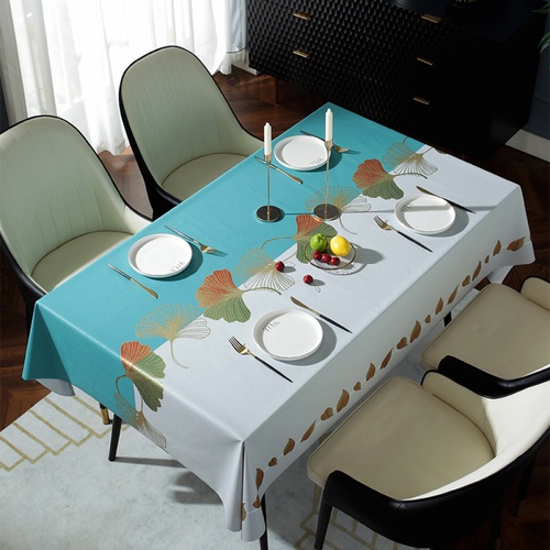 (ginkgo Biloba,140x180cm) Nappe De Table Rectangulaire Pvc Imperméable Anti-taches Entretien