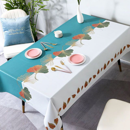 (ginkgo Biloba,140x180cm) Nappe De Table Rectangulaire Pvc Imperméable Anti-taches Entretien