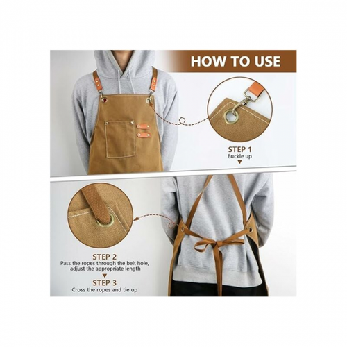 Tablier De Travail Hommes/femme, Tablier D'outils De Cuisine Sangle Croisée Ajustable Toile Avec 3