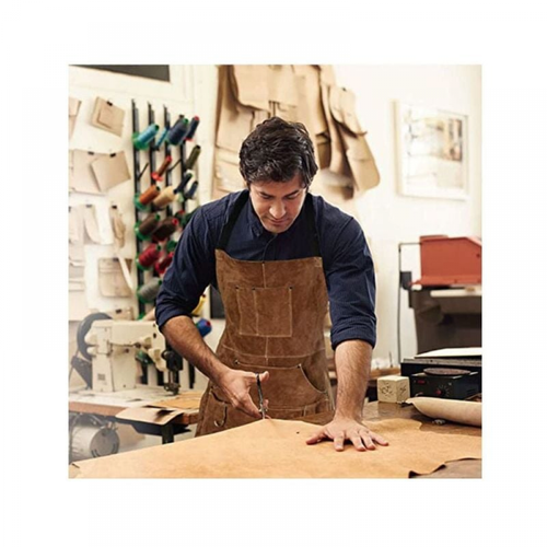 (marron) Tablier De Soudure, Tablier De Travail En Cuir De Vachette Avec 6 Poches, 24"x 36" Tablie