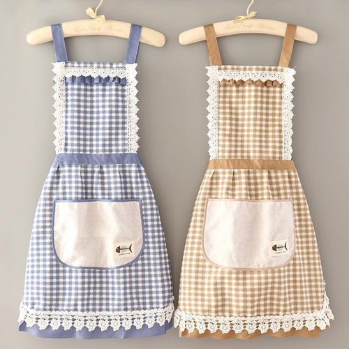 Tablier En Dentelle Rétro Bleu, En Coton, Pour La Cuisine, La Maison, Mignon, Pour Femmes, En Toil