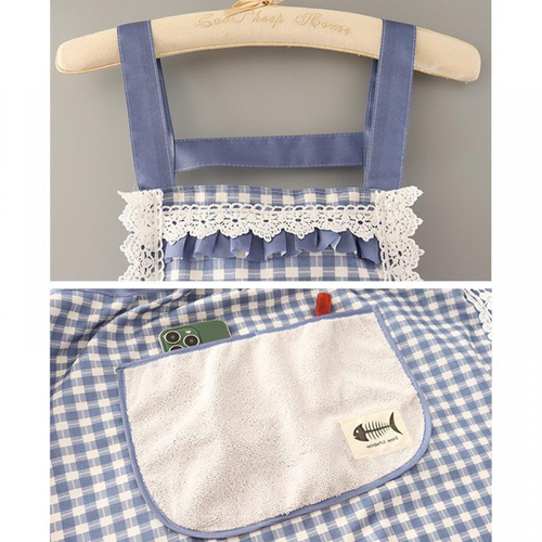 Tablier En Dentelle Rétro Bleu, En Coton, Pour La Cuisine, La Maison, Mignon, Pour Femmes, En Toil