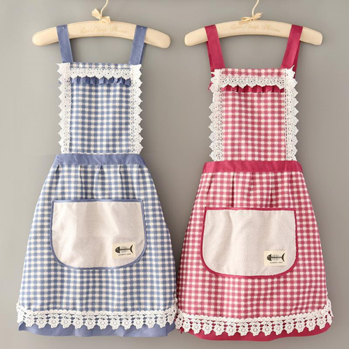 Tablier En Dentelle Rétro Bleu, En Coton, Pour La Cuisine, La Maison, Mignon, Pour Femmes, En Toil