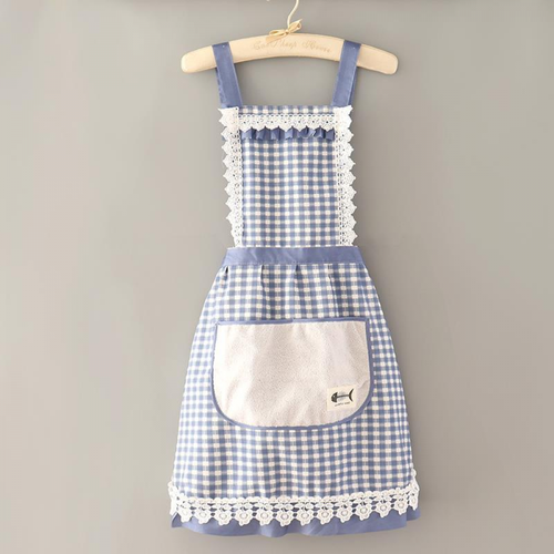Tablier En Dentelle Rétro Bleu, En Coton, Pour La Cuisine, La Maison, Mignon, Pour Femmes, En Toil
