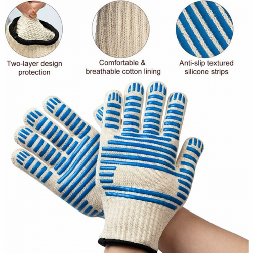 Gants De Barbecue, Gants De Four Double Résistant à La Chaleur 350°c, Gants Silicone Antidérapants