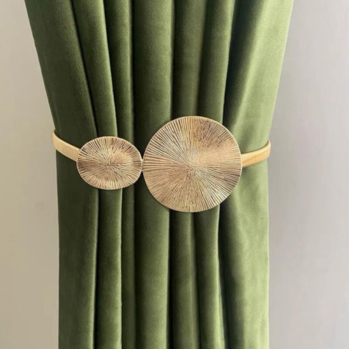 Feuille De Lotus Lot De 2 Embrasses De Rideau En Métal Doré Moderne - Accessoires Pour L'intérieu