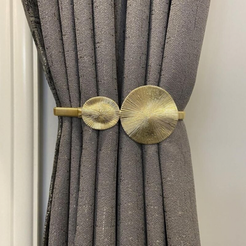 Feuille De Lotus Lot De 2 Embrasses De Rideau En Métal Doré Moderne - Accessoires Pour L'intérieu