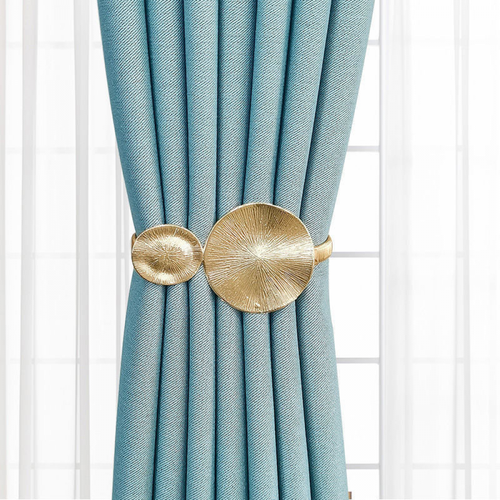 Feuille De Lotus Lot De 2 Embrasses De Rideau En Métal Doré Moderne - Accessoires Pour L'intérieu