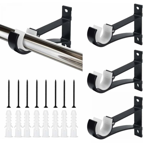 4 Supports De Tringle à Rideau En Alliage Aluminium - Blanc - Pour Tringle Max 2,5 Cm De Diamètre - 5