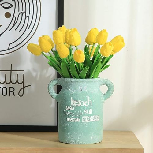 20 Pièces Jaune Real Touch Latex Artificielle Tulipes Fleurs Faux Tulipes Fleurs Bouquets De Mariag