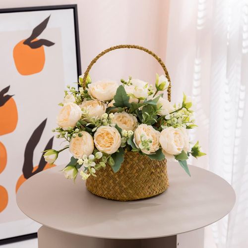 4pcs Coloré Bouquets Pivoine Fleurs Artificielles Fleurs Blanches Pivoines En Soie Bouquets Pour