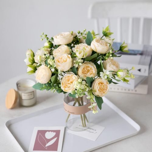 4pcs Coloré Bouquets Pivoine Fleurs Artificielles Fleurs Blanches Pivoines En Soie Bouquets Pour