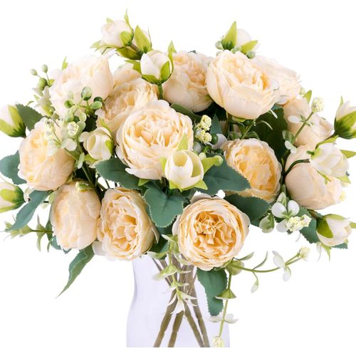 4pcs Coloré Bouquets Pivoine Fleurs Artificielles Fleurs Blanches Pivoines En Soie Bouquets Pour
