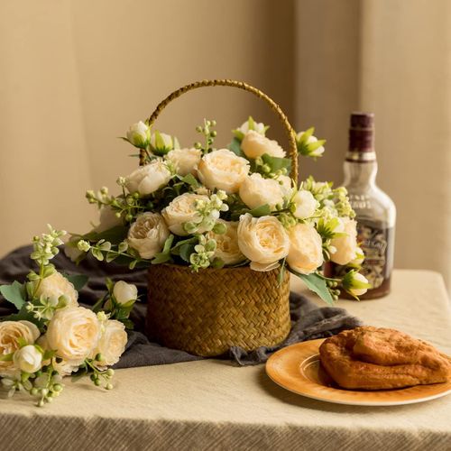 4pcs Coloré Bouquets Pivoine Fleurs Artificielles Fleurs Blanches Pivoines En Soie Bouquets Pour