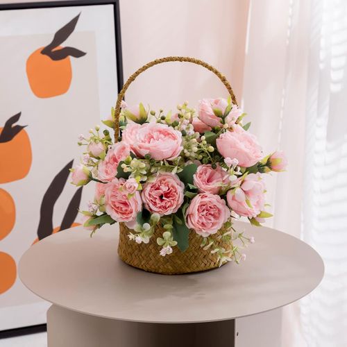 4pcs Roses Bouquets Pivoine Fleurs Artificielles Fleurs Blanches Pivoines En Soie Bouquets Pour