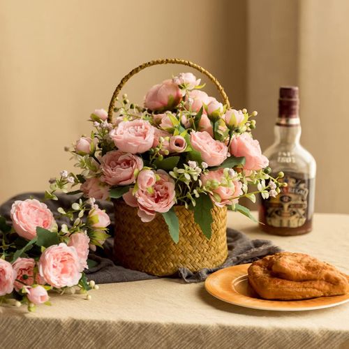 4pcs Roses Bouquets Pivoine Fleurs Artificielles Fleurs Blanches Pivoines En Soie Bouquets Pour