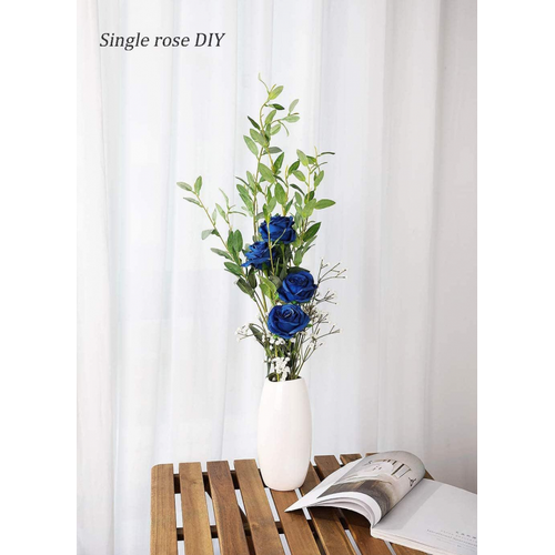Bleu Lot De 10 Roses Artificielles En Soie Pour Décoration D'intérieur