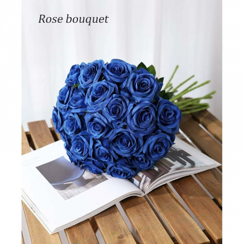 Bleu Lot De 10 Roses Artificielles En Soie Pour Décoration D'intérieur